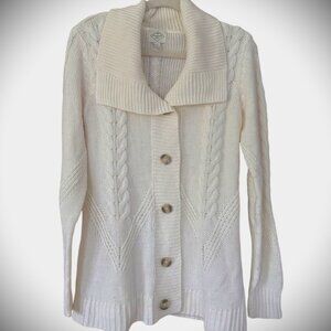 St Johns Bay Cozy Soft Cream Cardigan Button Front Large Knit Sz M Nearly New